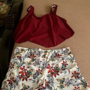 Women's red swimsuit, two-piece swimsuit